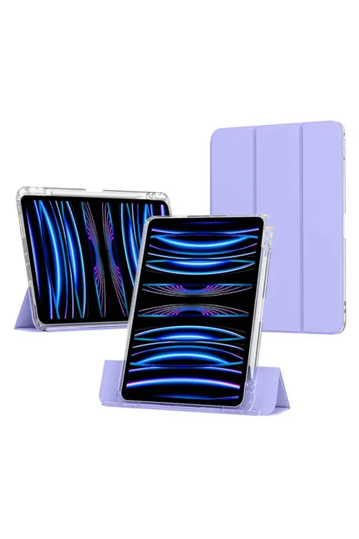 Techaks TCHS32349 Ipad Air 11 2024 Kılıf Magnetik Ayrılabilen Aihttgli Uyumlu Zore Sliding Tablet Kılıfı-Lavender