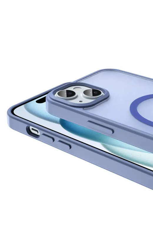 Techaks TCHS32372 Iphone 15 Kılıf Magsafe Şarj Özellikli Mat Arka Yüzey Zore Sio Kapak-Lila
