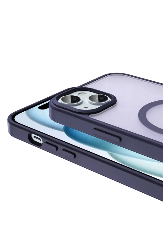 Techaks TCHS32372 Iphone 15 Kılıf Magsafe Şarj Özellikli Mat Arka Yüzey Zore Sio Kapak-Lila