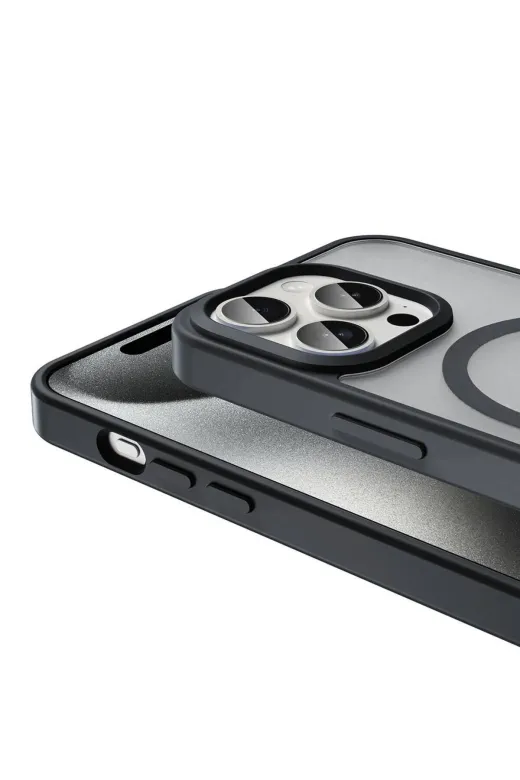 Techaks TCHS32374 Iphone 15 Pro Max Kılıf Magsafe Şarj Özellikli Mat Arka Yüzey Zore Sio Kapak-Lacivert