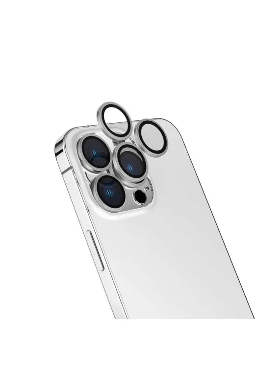 Techaks TCHS33031 Apple Iphone 16 Pro Zore Cl-15 Parmak İzi Bırakmayan Anti-Reflective Kamera Lens Koruyucu-Gümüş