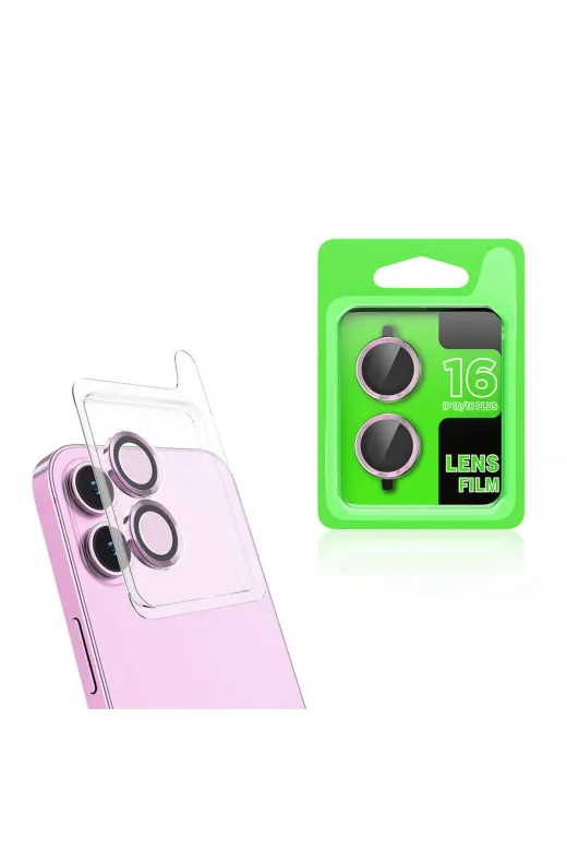 Techaks TCHS33358 Apple Iphone 16 Plus Zore Cl-07 Kamera Lens Koruyucu-Pembe
