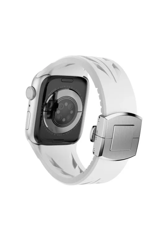 Techaks TCHS34269 Apple Watch 7 45Mm Krd-127 Metal Tokalı Silikon Kordon-Turuncu