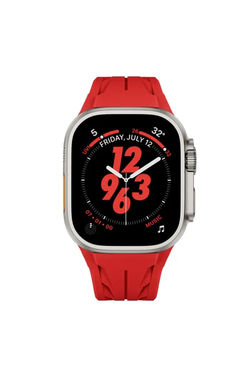 Techaks TCHS34270 Apple Watch Ultra 49Mm Krd-127 Metal Tokalı Silikon Kordon-Turuncu