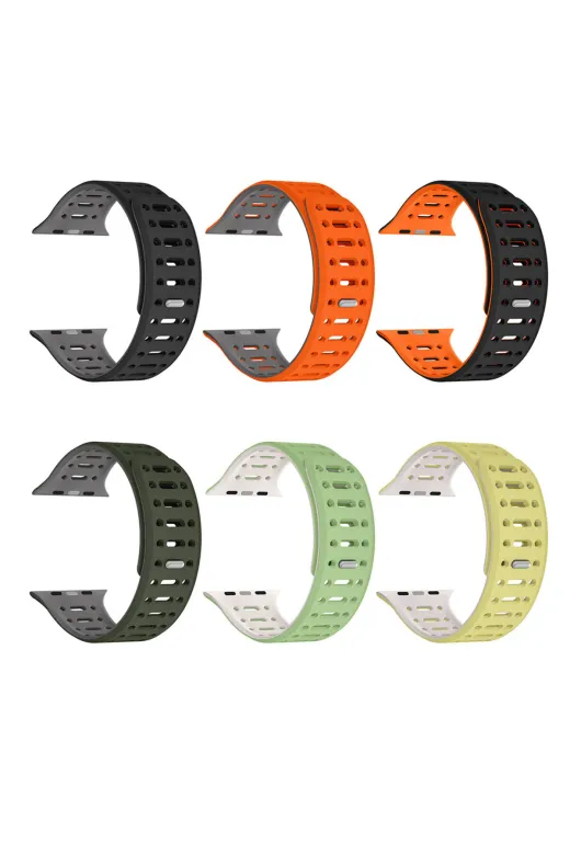 Techaks TCHS34457 Watch 40Mm Uyumlu Zore Krd-124 Silikon Kordon Strap Kayış-Koyu Yeşil-Gri