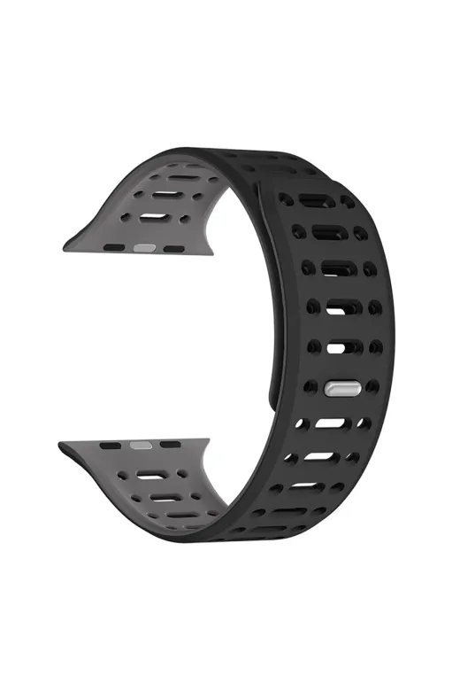 Techaks TCHS34460 Watch 42Mm Uyumlu Zore Krd-124 Silikon Kordon Strap Kayış-Siyah-Gri