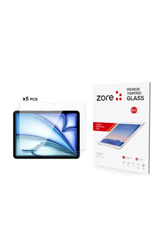 Techaks TCHS34956 Ipad Air 11 2024 Uyumlu Zore 5In1 Tablet Temperli Cam Ekran Koruyucu-Şeffaf