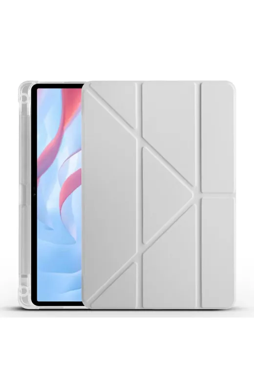 Techaks TYCA2D9BE76D8E4E2F5B37100 Huawei Honor Pad X8 Pro 11.5' Kılıf Tchs Tri Folding Kalem Bölmeli Standlı Kılıf - Gri
