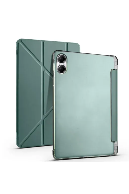 Techaks TYCA2D9BE76D8E4E2F5B37100 Huawei Honor Pad X8 Pro 11.5' Kılıf Tchs Tri Folding Kalem Bölmeli Standlı Kılıf - Gri