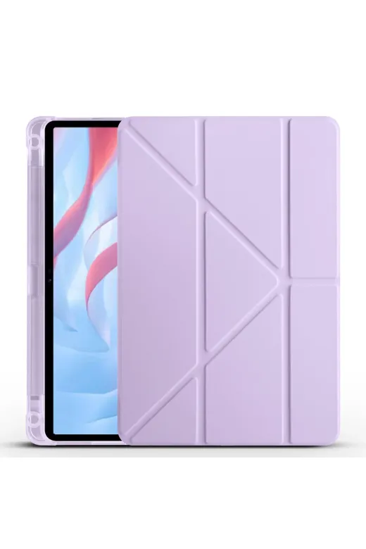 Techaks TYCA2D9BE76D8E4E2F5B37100 Huawei Honor Pad X8 Pro 11.5' Kılıf Tchs Tri Folding Kalem Bölmeli Standlı Kılıf - Lila