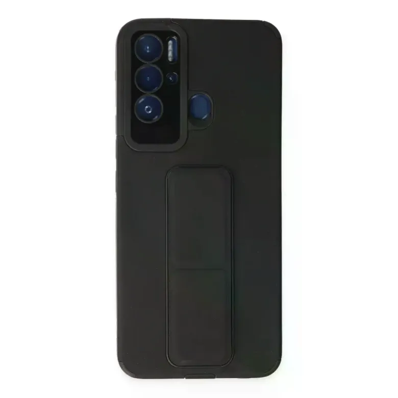 Tecno Pova Neo Kılıf Mega Standlı Silikon - Siyah