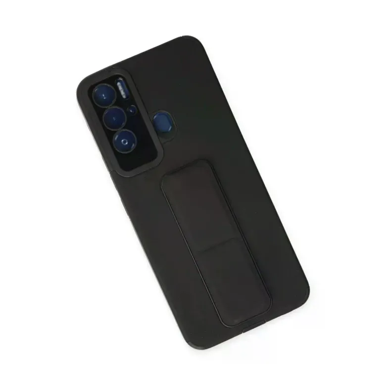 Tecno Pova Neo Kılıf Mega Standlı Silikon - Siyah