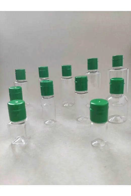 tedmar 2023010800114 100 Adet 50 Ml Yeşil Fliptop Kapaklı Kolonya, Dezenfektan, Likit Şişesi