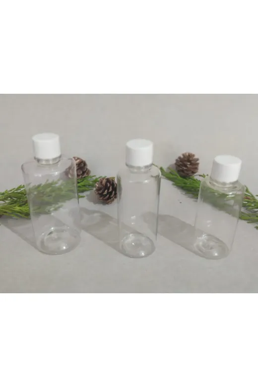 tedmar 6958697609343 100 Adet 50 Ml Beyaz Standart Kapaklı Kolonya, Dezenfektan, Likit Şişesi Ml