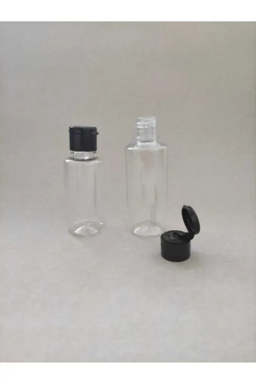 tedmar TYBU4MFXIVN760GD38 100 Adet 50 Ml Siyah Fliptop Kapaklı Kolonya, Dezenfektan, Likit Şişesi