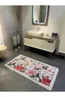 Tekli Çiçek Desenli Beauty Lateks Taban Banyo Paspas (EBAT 50X100)