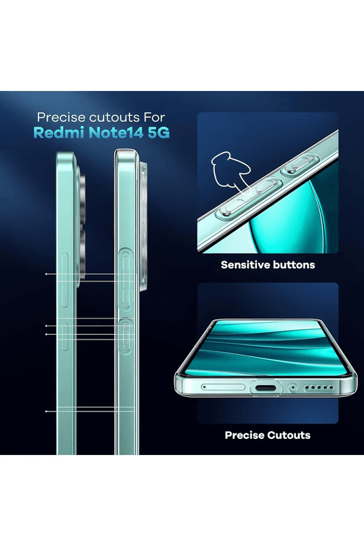 Tekno Dünya 5456as4d646 Redmi Note 14 Kılıf Kamera Çıkıntılı Korumalı Renksiz Yumuşak Şeffaf Silikon Kapak