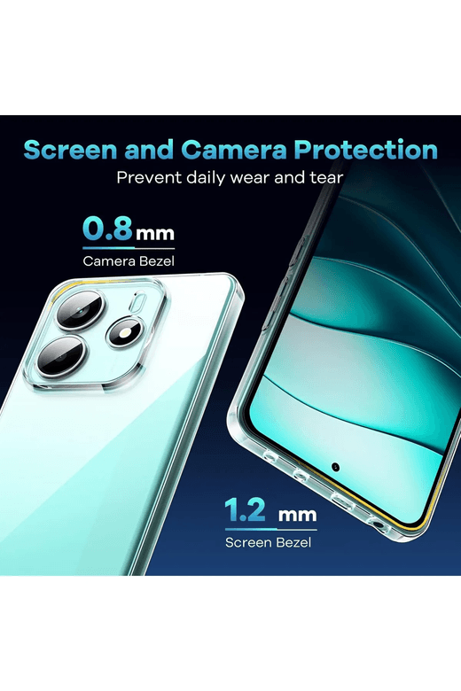 Tekno Dünya 5456as4d646 Redmi Note 14 Kılıf Kamera Çıkıntılı Korumalı Renksiz Yumuşak Şeffaf Silikon Kapak