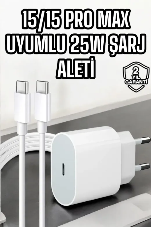 teknodayım UCZ25WİPHONEŞARJ3 İos Uyumlu Type-C Girişli Hızlı Şarj 15/15 Pro Max Adaptör Ve Kablosu