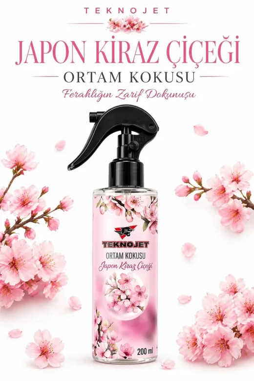 TEKNOJET japonkirazkoku Japon Kiraz Çiçeği Ortam Kokusu 200 Ml - Uzun Süre Kalıcı Ferahlık Ve Oda Parfümü