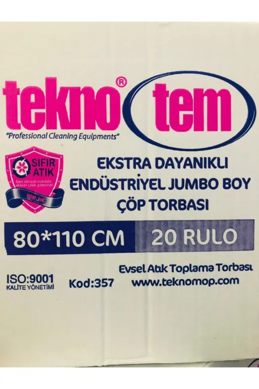 teknotem 8680807093577 80*110 Cm 10 Lu Dökme Çöp Poşeti Sıfır Atık * 20 Paket