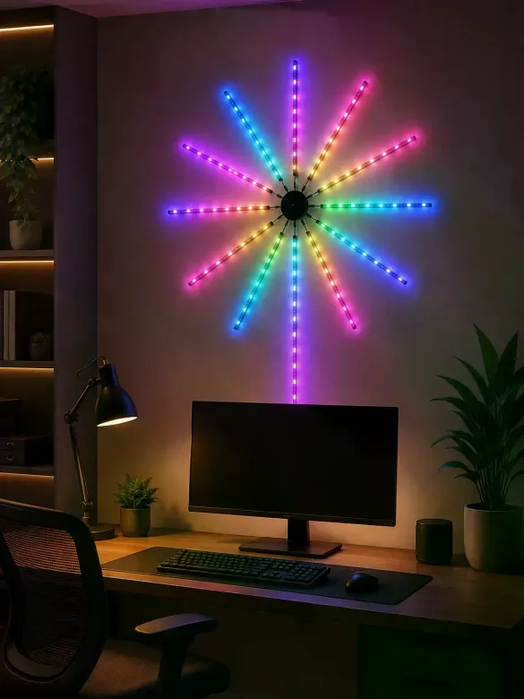 Telefon Kontrollü RGB Fireworks LED Işık Çok Renkli Dekoratif Duvar Lambası