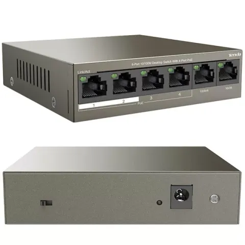 Tenda Tef1106p 2 X Uplink + 4 Port Poe Ethernet Switch 63 Watt
