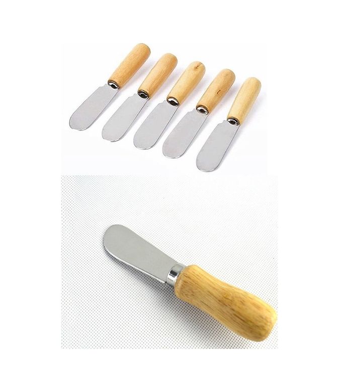 Tereyağı Bıçağı - Mini Spatula Ahşap Saplı 6 Adet Çok Renkli