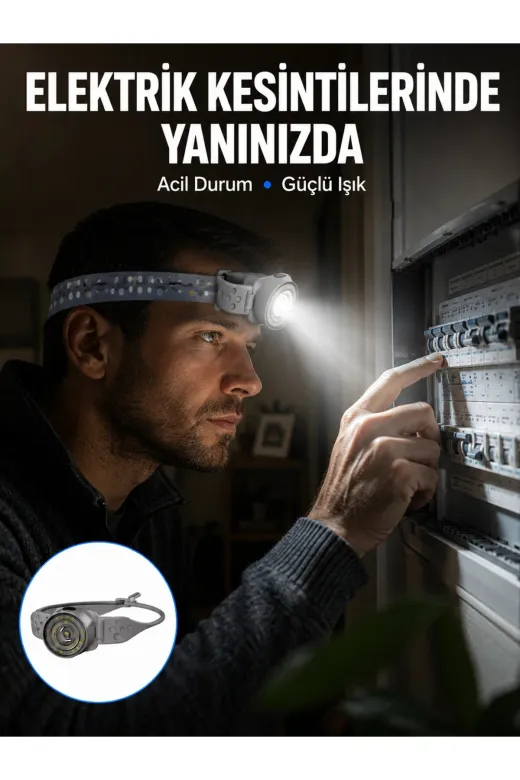 Terrien TDUCZZHS226KAFALAMBASI-3 Şarj Edilebilir Kafa Feneri Kamp Tamir Ve Outdoor Kullanımına Uygun