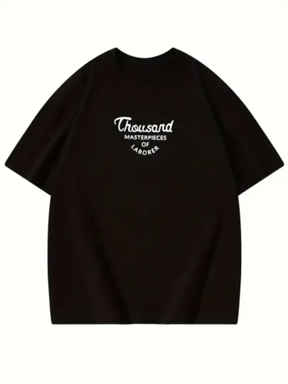Thousand Baskılı Oversize Bisiklet Yaka T-shirt - Siyah - S - Siyah