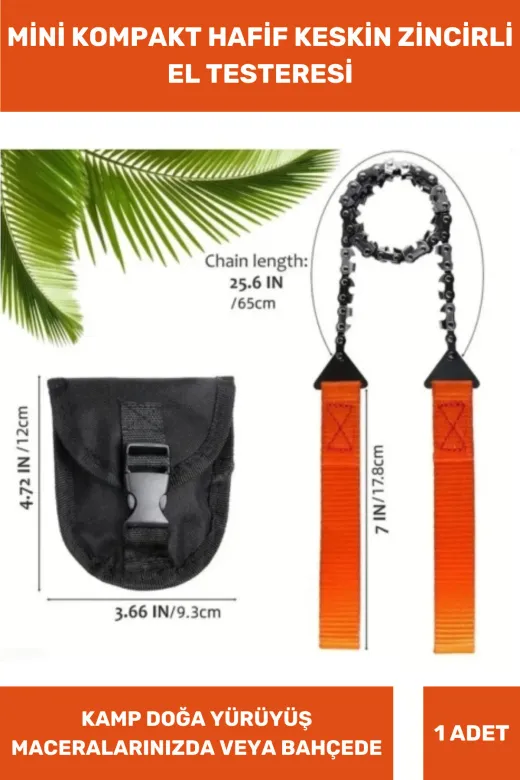 Thriftbuds 01894 Odun Kesme Kamp Doğa Dal Bahçe El Özel Tasarım Dayanıklı Hafif Kompakt Keskin Çantalı Saplı Taşınabilir Pratik Mini Zincirli Testere