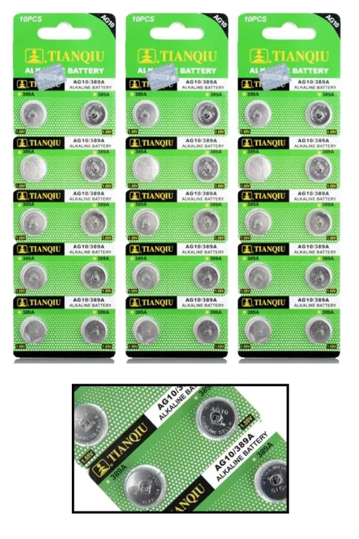 TIANQIU TİANQIU AG10 3 KART Tianqıu Ag10/lr1130/lr54/l721/189 1.5V Alkalin Pil 30 Adet