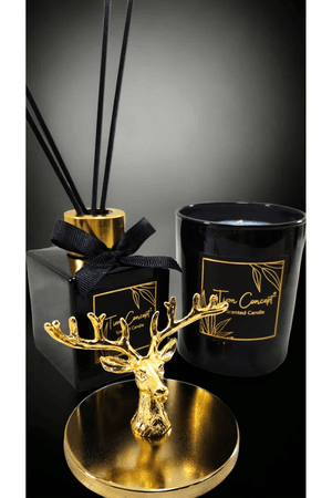 Tiem Concept 1611268742511 Yılbaşı Geyik Başlıklı Gold Detaylı Oda Kokusu Ve Siyah Mum Seti 100 Ml