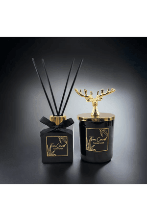 Tiem Concept 1611268742511 Yılbaşı Geyik Başlıklı Gold Detaylı Oda Kokusu Ve Siyah Mum Seti 100 Ml