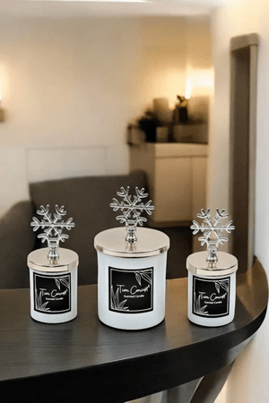Tiem Concept 202121 Dekoratif Hediye Kutulu Vanilya Kokulu Gümüş Kartaneli 3Lü Beyaz Bardak Mum Seti