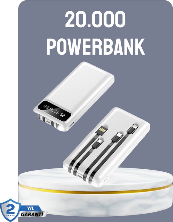 TKNXUCZ20MAHPOWERBANK-1MKR Hızlı Şarj Destekli 20.000Mah Powerbank Usb Type-C Lightning Lcd Diğer