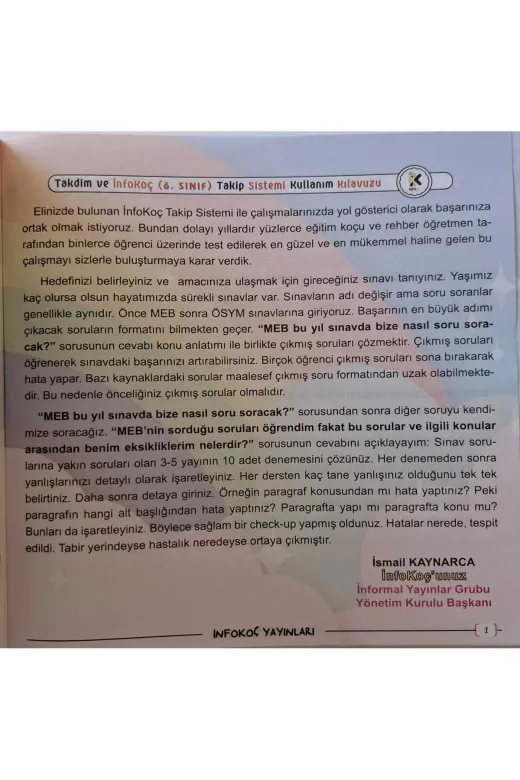 Topaç Yayınları INFOKOC6SINIFTKP4046 2026 6.sınıf Infokoç Yayınları Öğrenci Takip Sistemi (40 Haftalik, Detayli, Konu Soru Video Takip)