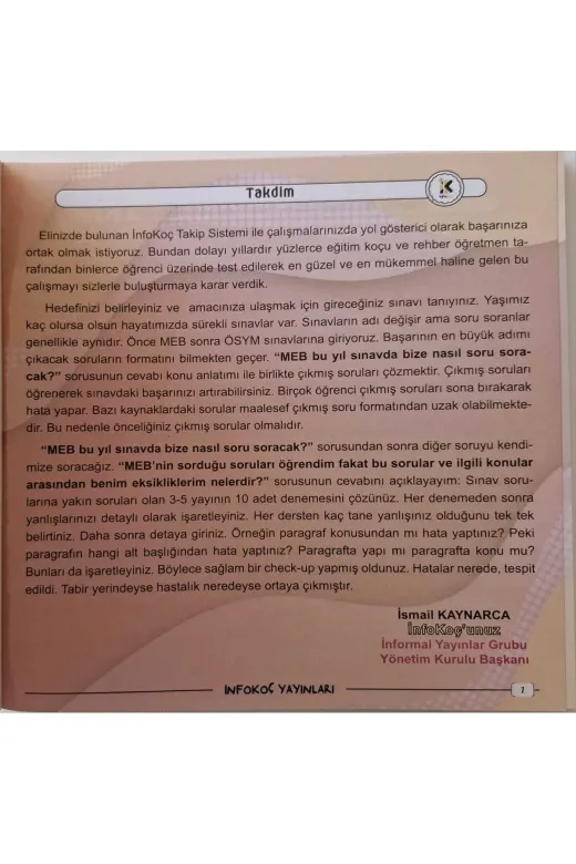 Topaç Yayınları INFOKOC7SINIFTKP4046 2026 7.sınıf Infokoç Yayınları Öğrenci Takip Sistemi (40 Haftalik, Detayli, Konu Soru Video Takip)