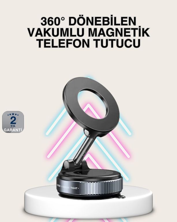 Toptan Bulurum TRİTHLTUCZZZK007VAKUMLUTELEFONTUTUCU-1-BLNCCC Güçlü Mıknatıslı Vakumlu Araç Telefon Tutucu Alüminyum Gövde