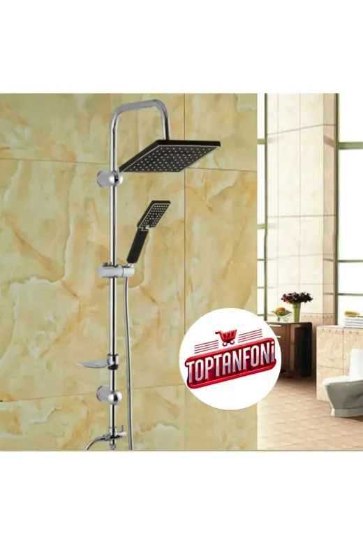 TOPTANFONİ 1001 Yeni Nesil Yağmurlama Siyah Lüx Tepe Duş Seti