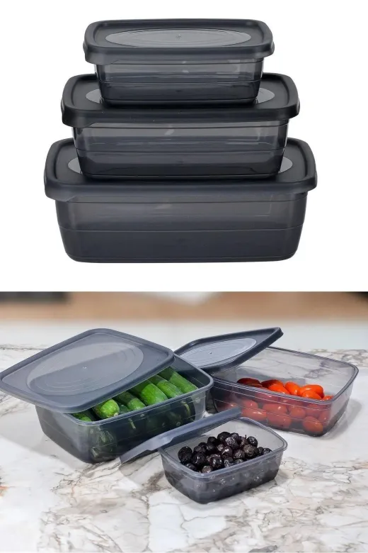 TOPTANFONİ SAKLAMA6LIDEDDD 6'lı Mikrodalga Fırın Ve Derin Dondurucu Kullanımına Uygun Saklama Kabı 300 Ml 570 Ml 1 Lt