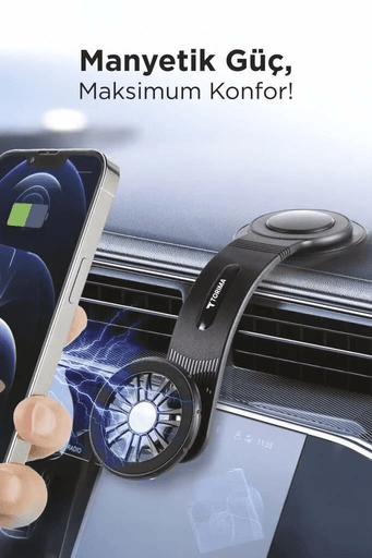 Torima Jx-057 Siyah Güçlü Manyetik 360° Dönebilen, Esnek, Yapışkan Tabanlı, Sarsıntı Önleyici Araç İçi Telefon Tutucu