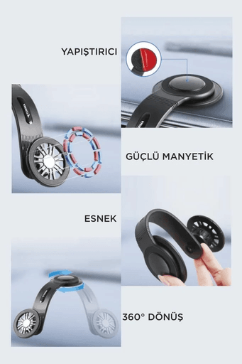 Torima Jx-057 Siyah Güçlü Manyetik 360° Dönebilen, Esnek, Yapışkan Tabanlı, Sarsıntı Önleyici Araç İçi Telefon Tutucu