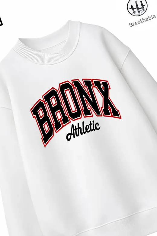 Trend Çocuk Erkek Model Tam Kalıp Oversize Bronx 2 İplik Pamuğa Pamuk Kumaş Sweatshirt 23
