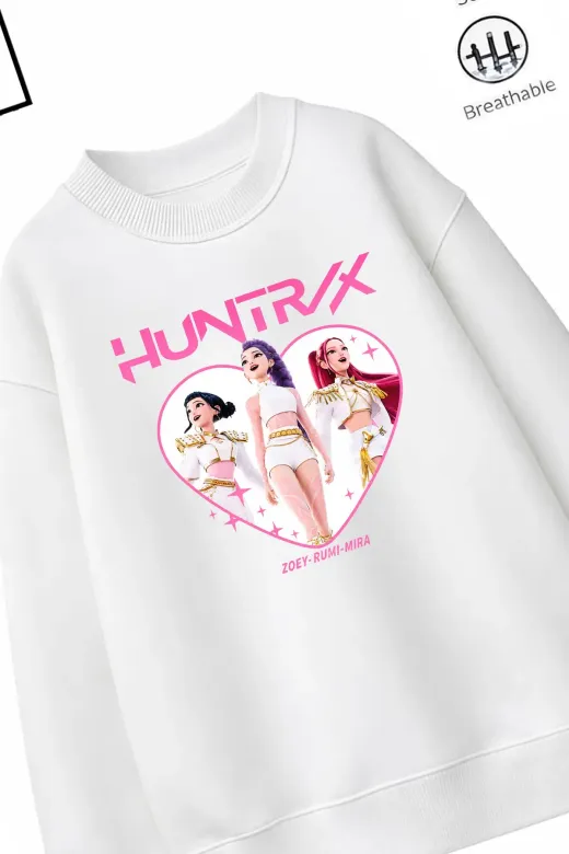 Trend Çocuk Kız Model Tam Kalıp Oversize Hun Kalp Tasarım 2 İplik Pamuğa Pamuk Kumaş Sweatshirt 86