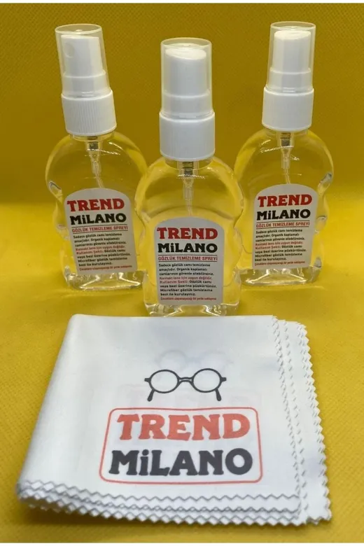 TrendMilano 3LÜSET 3 Adet Mikrofiber Gözlük Temizleme Bezi Ve Antistatik Sprey Set