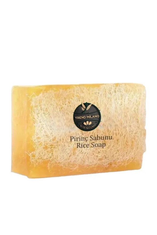 TrendMilano dsc1024 %100 El Yapımı Doğal Kabak Lifli Pirinç Özlü Premium Peeling Etkili Yüz, El, Vücut Sabunu
