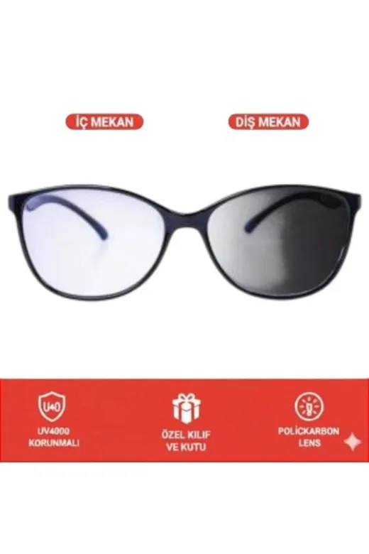 TrendMilano FTKRMK CATEYE | Fotokromik Mavi Işık Gözlüğü | Tek Cam Otomatik Kararma