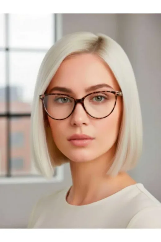 TrendMilano LPRKAHVE01 Leopar Cat Eye Çerçeve Popüler Şeffaf Ekran Gözlüğü