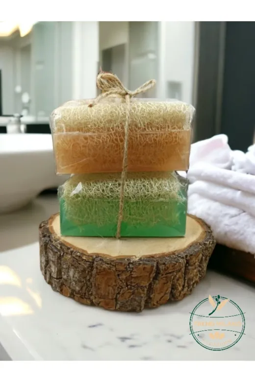 TrendMilano sc665241 %100 El Yapımı Doğal Kabak Lifli Pirinç Özlü Ve Aloe Vera Premium Peeling Yüz Sabunu 2'li Set